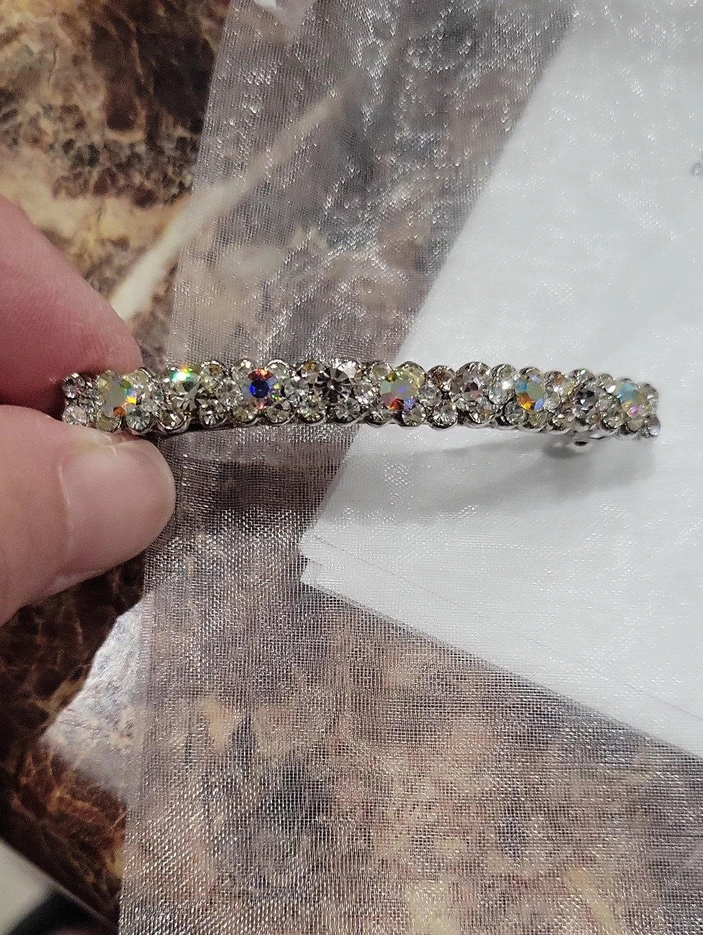 Crystal Rhinestone Women's Hair Barrette - Silver